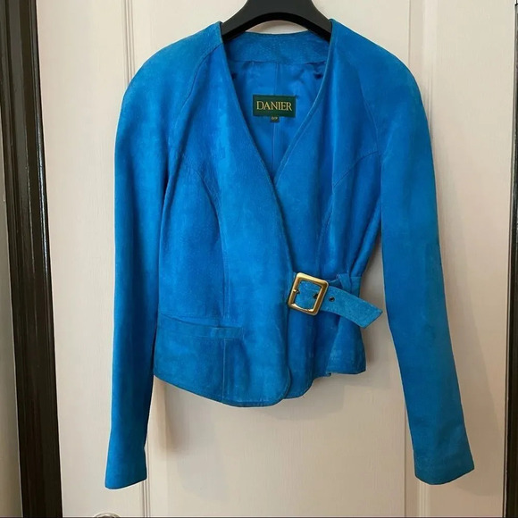 Vintage very high quality Danier  leather suede jacket in gorgeous blue XS - Picture 5 of 5